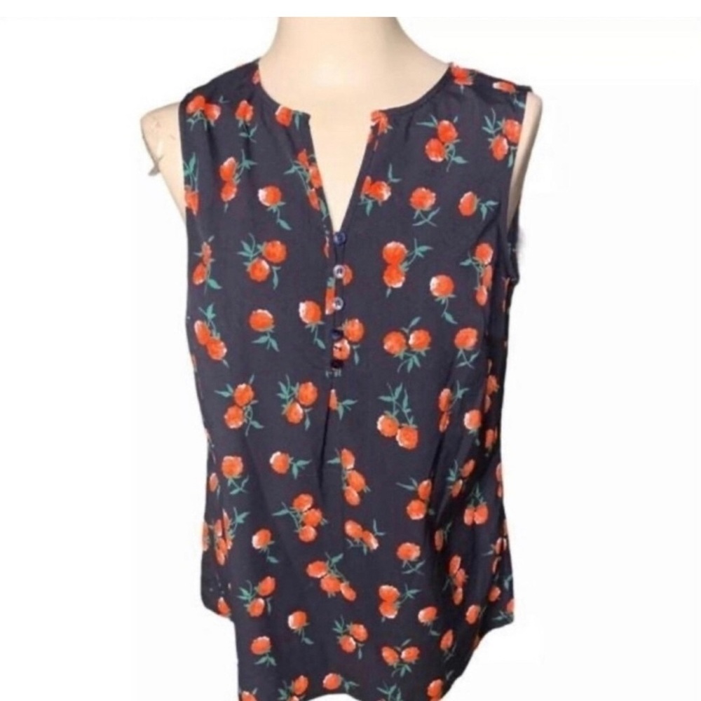 Talbots Raspberry Print Sleeveless Blouse Size Small - Picture 2 of 7